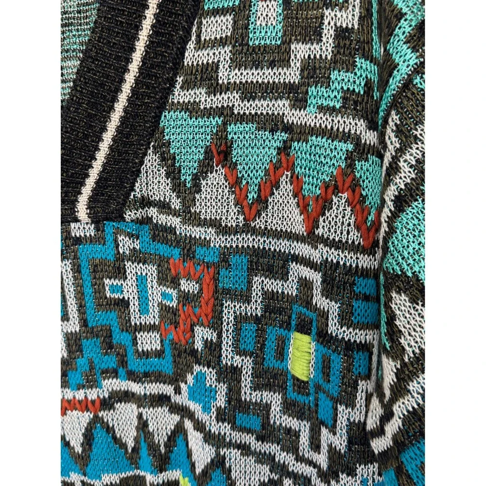Vintage Paolo da Barberino V-Neck Sweater Mens Large Geometric
